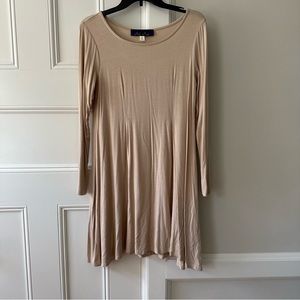 Francesca’s Collection | Beige Long Sleeve Dress